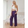 Ekouaer Pajama Pants for Women Soft Comfy Pajama Sleep Bottoms Casual Stretch Wide Leg Lounge Pants with Pockets(Purple)