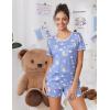 Ekouaer Pajama Set for Women 2 Piece Lounge Set Short Sleeve Tops and Shorts Soft Sleepwear, Chest Pocket(Teddy-blue Moon)