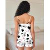 Ekouaer Pajama Sets for Women 2 Piece Soft Lingerie Sleepwear Cute Print Cami Pj Shorts Set Lace Nightwear(Cow Print)