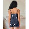 Ekouaer Pajama Sets for Women 2 Piece Soft Lingerie Sleepwear Cute Print Cami Pj Shorts Set Lace Nightwear(Navy Blue Star)