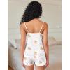 Ekouaer Pajama Sets for Women 2 Piece Soft Lingerie Sleepwear Cute Print Cami Pj Shorts Set Lace Nightwear(Teddy White)