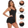 Ekouaer Pajama Sets for Women Lingerie Sleepwear 2 Piece Cami Split Short Set V Neck Lace Pjs(Black2)
