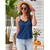 Ekouaer Pajama Sets for Women Lingerie Sleepwear 2 Piece Cami Split Short Set V Neck Lace Pjs(Blue)