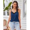 Ekouaer Pajama Sets for Women Lingerie Sleepwear 2 Piece Cami Split Short Set V Neck Lace Pjs(Blue)