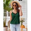 Ekouaer Pajama Sets for Women Lingerie Sleepwear 2 Piece Cami Split Short Set V Neck Lace Pjs(Dark Green)