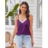 Ekouaer Pajama Sets for Women Lingerie Sleepwear 2 Piece Cami Split Short Set V Neck Lace Pjs(Deep Purple)