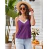 Ekouaer Pajama Sets for Women Lingerie Sleepwear 2 Piece Cami Split Short Set V Neck Lace Pjs(Deep Purple)