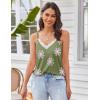 Ekouaer Pajama Sets for Women Lingerie Sleepwear 2 Piece Cami Split Short Set V Neck Lace Pjs(Floral Green)