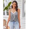 Ekouaer Pajama Sets for Women Lingerie Sleepwear 2 Piece Cami Split Short Set V Neck Lace Pjs(Grey)