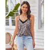 Ekouaer Pajama Sets for Women Lingerie Sleepwear 2 Piece Cami Split Short Set V Neck Lace Pjs(Leopard Black)