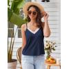 Ekouaer Pajama Sets for Women Lingerie Sleepwear 2 Piece Cami Split Short Set V Neck Lace Pjs(Navy Blue)