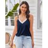 Ekouaer Pajama Sets for Women Lingerie Sleepwear 2 Piece Cami Split Short Set V Neck Lace Pjs(Navy Blue)