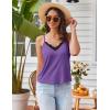 Ekouaer Pajama Sets for Women Lingerie Sleepwear 2 Piece Cami Split Short Set V Neck Lace Pjs(Purple)
