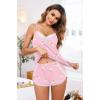 Ekouaer Pajama Sets for Women Lingerie Sleepwear 2 Piece Cami Split Short Set V Neck Lace Pjs(Teddy Pink)