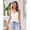 Ekouaer Pajama Sets for Women Lingerie Sleepwear 2 Piece Cami Split Short Set V Neck Lace Pjs(White)