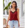 Ekouaer Pajama Sets for Women Lingerie Sleepwear 2 Piece Cami Split Short Set V Neck Lace Pjs(Wine Red)