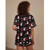 Ekouaer Silk Pajama for Women Short Sleeve Satin Pj Set Two Piece Soft Sleepwear Loungewear, S-XXL(A-black Snowman)