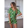 Ekouaer Silk Pajama for Women Short Sleeve Satin Pj Set Two Piece Soft Sleepwear Loungewear, S-XXL(A-green Christmas Teddy)