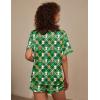 Ekouaer Silk Pajama for Women Short Sleeve Satin Pj Set Two Piece Soft Sleepwear Loungewear, S-XXL(A-green Christmas Teddy)