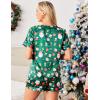 Ekouaer Silk Pajama for Women Short Sleeve Satin Pj Set Two Piece Soft Sleepwear Loungewear, S-XXL(A-green Santa Claus)