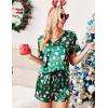 Ekouaer Silk Pajama for Women Short Sleeve Satin Pj Set Two Piece Soft Sleepwear Loungewear, S-XXL(A-green Santa Claus)