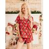 Ekouaer Silk Pajama for Women Short Sleeve Satin Pj Set Two Piece Soft Sleepwear Loungewear, S-XXL(A-red Christmas Teddy)