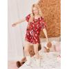 Ekouaer Silk Pajama for Women Short Sleeve Satin Pj Set Two Piece Soft Sleepwear Loungewear, S-XXL(A-red Christmas Teddy)