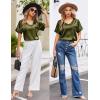 Ekouaer Silk Pajama for Women Short Sleeve Satin Pj Set Two Piece Soft Sleepwear Loungewear, S-XXL(Army Green)