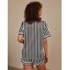 Ekouaer Silk Pajama for Women Short Sleeve Satin Pj Set Two Piece Soft Sleepwear Loungewear, S-XXL(Black-champagne Stripes)
