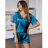 Ekouaer Silk Pajama for Women Short Sleeve Satin Pj Set Two Piece Soft Sleepwear Loungewear, S-XXL(Blue)
