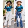 Ekouaer Silk Pajama for Women Short Sleeve Satin Pj Set Two Piece Soft Sleepwear Loungewear, S-XXL(Blue)