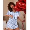 Ekouaer Silk Pajama for Women Short Sleeve Satin Pj Set Two Piece Soft Sleepwear Loungewear, S-XXL(Blue-white Stripes)