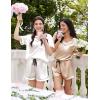 Ekouaer Silk Pajama for Women Short Sleeve Satin Pj Set Two Piece Soft Sleepwear Loungewear, S-XXL(Champagne)