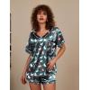 Ekouaer Silk Pajama for Women Short Sleeve Satin Pj Set Two Piece Soft Sleepwear Loungewear, S-XXL(Dark Blue Cat & Heart)