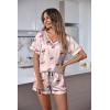 Ekouaer Silk Pajama for Women Short Sleeve Satin Pj Set Two Piece Soft Sleepwear Loungewear, S-XXL(Flamingo)