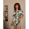 Ekouaer Silk Pajama for Women Short Sleeve Satin Pj Set Two Piece Soft Sleepwear Loungewear, S-XXL(Green Leaves)
