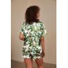 Ekouaer Silk Pajama for Women Short Sleeve Satin Pj Set Two Piece Soft Sleepwear Loungewear, S-XXL(Green Leaves)
