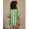 Ekouaer Silk Pajama for Women Short Sleeve Satin Pj Set Two Piece Soft Sleepwear Loungewear, S-XXL(Green-white Stripes)