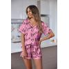 Ekouaer Silk Pajama for Women Short Sleeve Satin Pj Set Two Piece Soft Sleepwear Loungewear, S-XXL(Love)