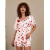 Ekouaer Silk Pajama for Women Short Sleeve Satin Pj Set Two Piece Soft Sleepwear Loungewear, S-XXL(Love Rose)