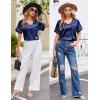 Ekouaer Silk Pajama for Women Short Sleeve Satin Pj Set Two Piece Soft Sleepwear Loungewear, S-XXL(Navy Blue)