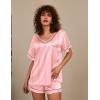 Ekouaer Silk Pajama for Women Short Sleeve Satin Pj Set Two Piece Soft Sleepwear Loungewear, S-XXL(Pink Stripes)
