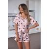 Ekouaer Silk Pajama for Women Short Sleeve Satin Pj Set Two Piece Soft Sleepwear Loungewear, S-XXL(Pink Wine Glass)