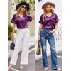 Ekouaer Silk Pajama for Women Short Sleeve Satin Pj Set Two Piece Soft Sleepwear Loungewear, S-XXL(Purple)