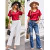Ekouaer Silk Pajama for Women Short Sleeve Satin Pj Set Two Piece Soft Sleepwear Loungewear, S-XXL(Red)