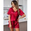 Ekouaer Silk Pajama for Women Short Sleeve Satin Pj Set Two Piece Soft Sleepwear Loungewear, S-XXL(Red)