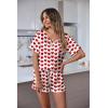 Ekouaer Silk Pajama for Women Short Sleeve Satin Pj Set Two Piece Soft Sleepwear Loungewear, S-XXL(Red Heart)