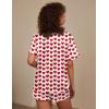 Ekouaer Silk Pajama for Women Short Sleeve Satin Pj Set Two Piece Soft Sleepwear Loungewear, S-XXL(Red Heart)