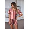 Ekouaer Silk Pajama for Women Short Sleeve Satin Pj Set Two Piece Soft Sleepwear Loungewear, S-XXL(Red-white Stripes)