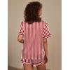 Ekouaer Silk Pajama for Women Short Sleeve Satin Pj Set Two Piece Soft Sleepwear Loungewear, S-XXL(Red-white Stripes)